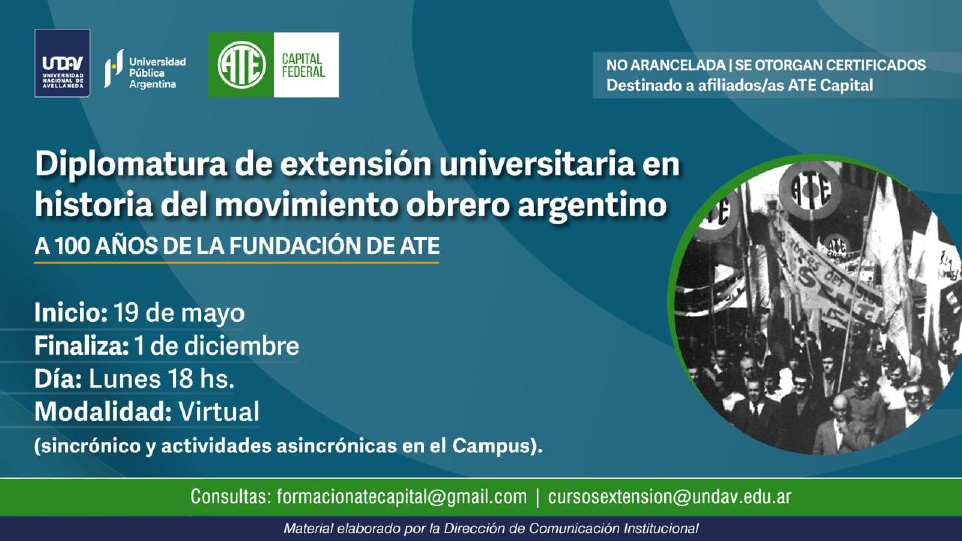 Diplomatura de Extensión Universitaria en Historia del Movimiento Obrero